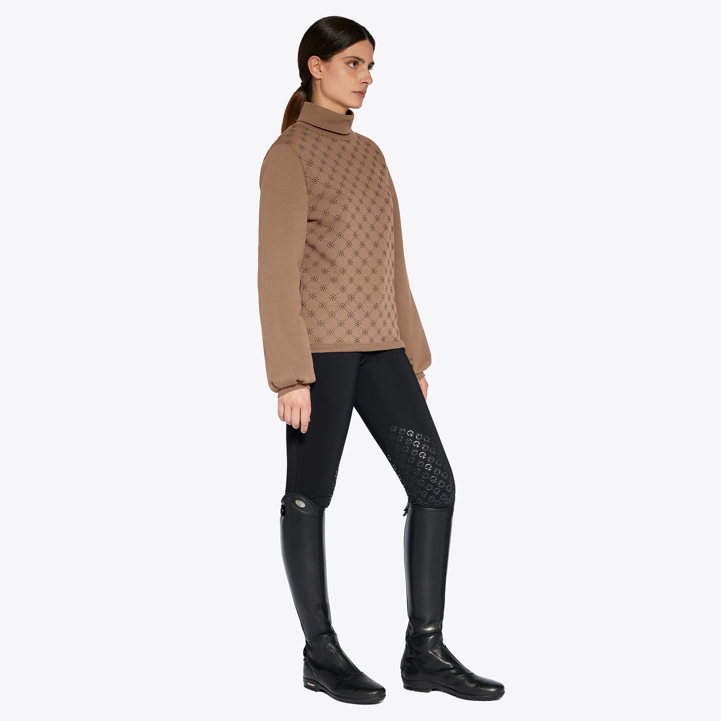 Pull Cavalleria Toscana "Orbit Flock col roulé" - Cappuccino