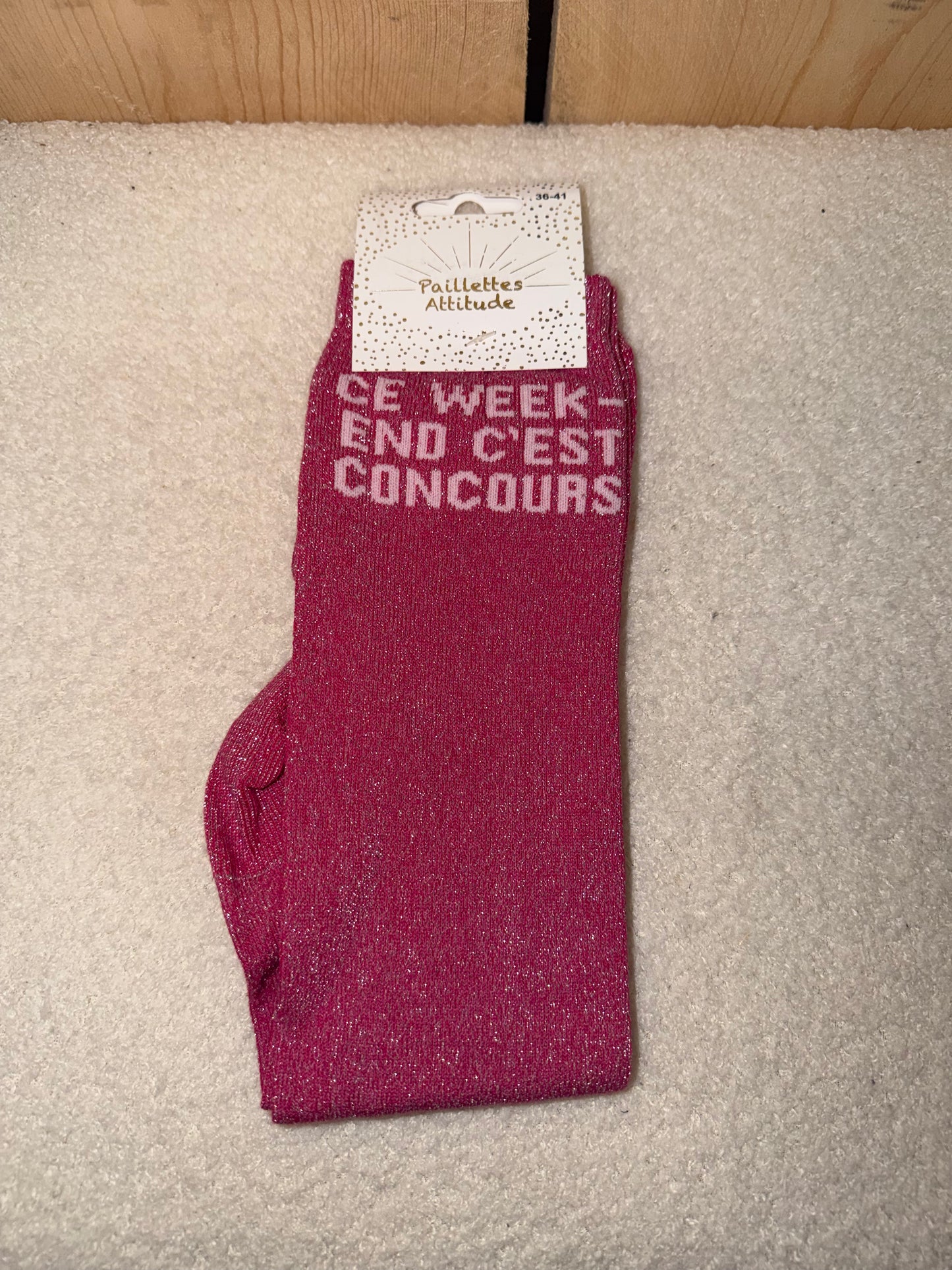 Chaussettes Paillettes "Ce week-end c'est concours"