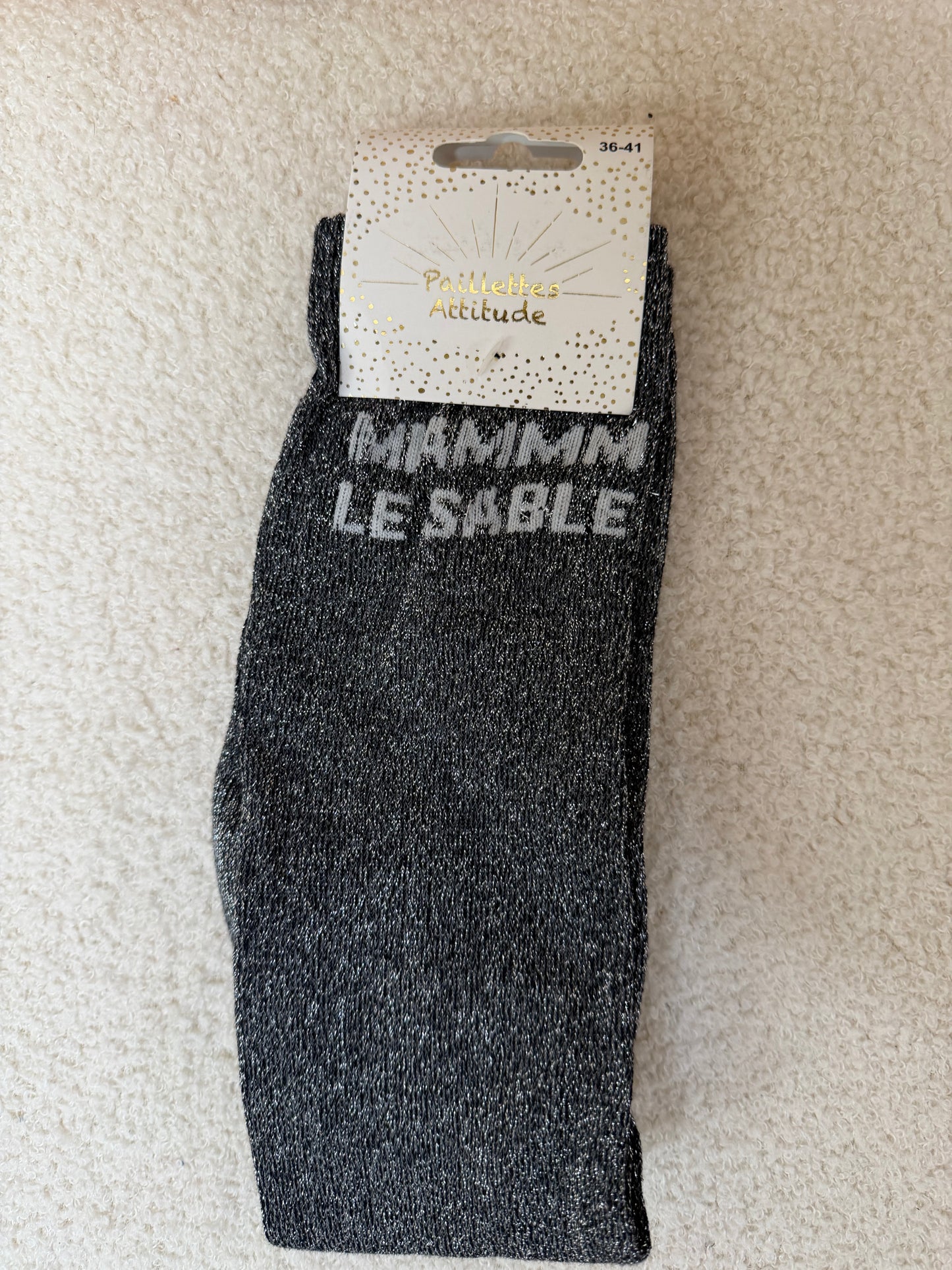 Chaussettes Paillettes "Miammm le sable"
