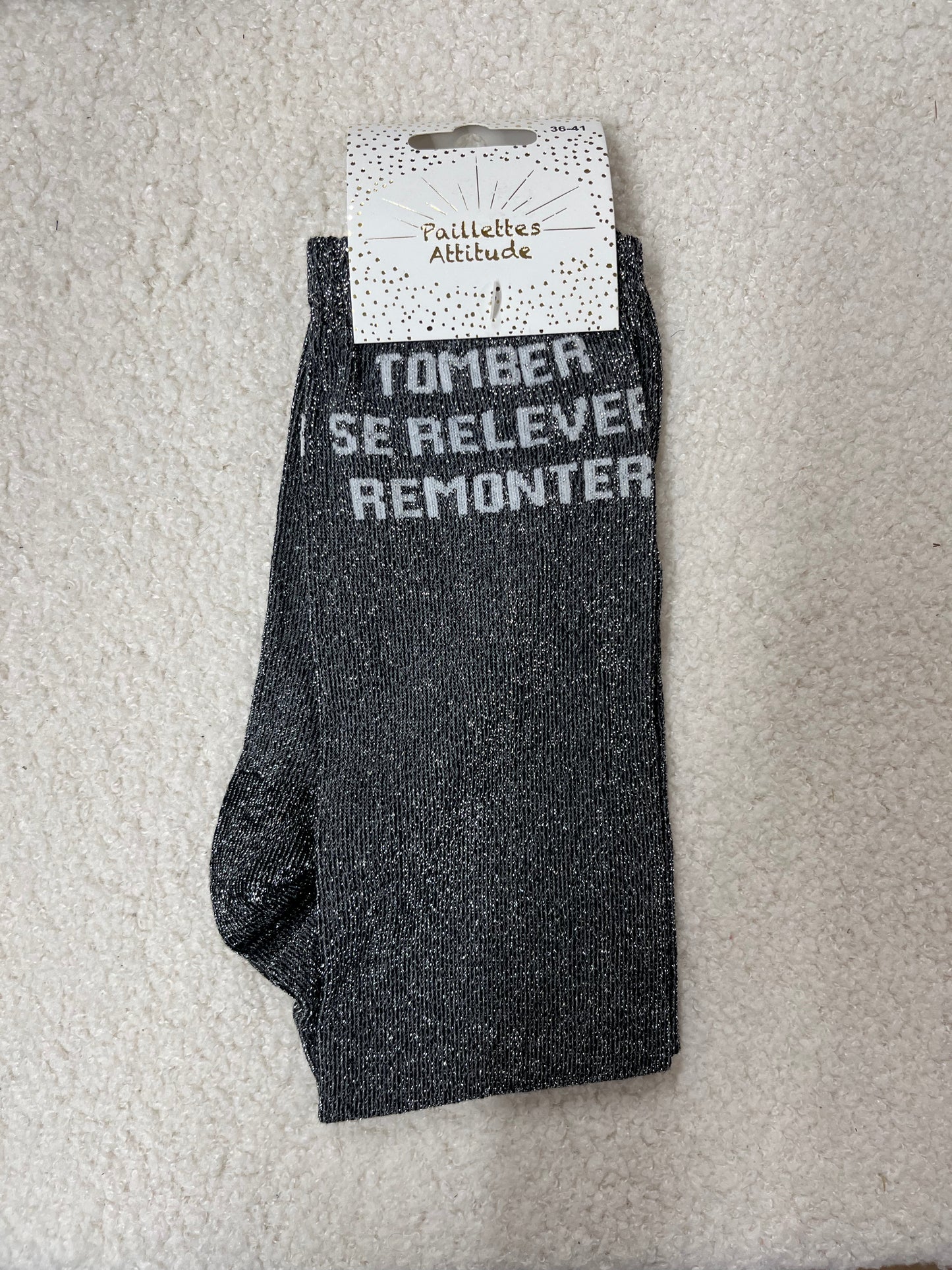Chaussettes Paillettes "Tomber, se relever, remonter"