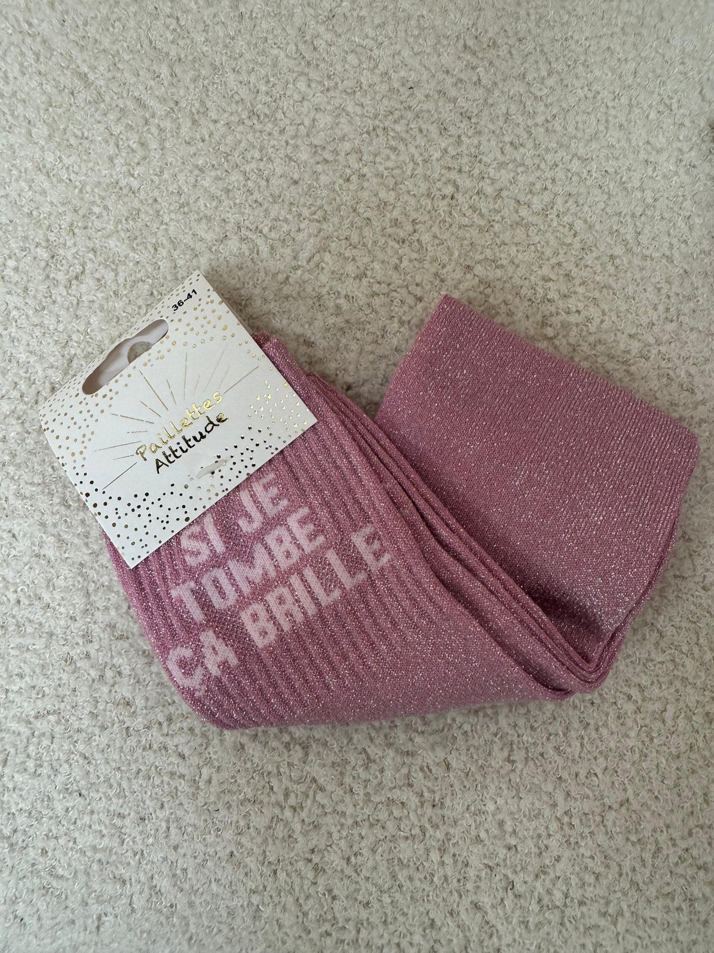 Chaussettes Paillettes « Si je tombe ça brille"
