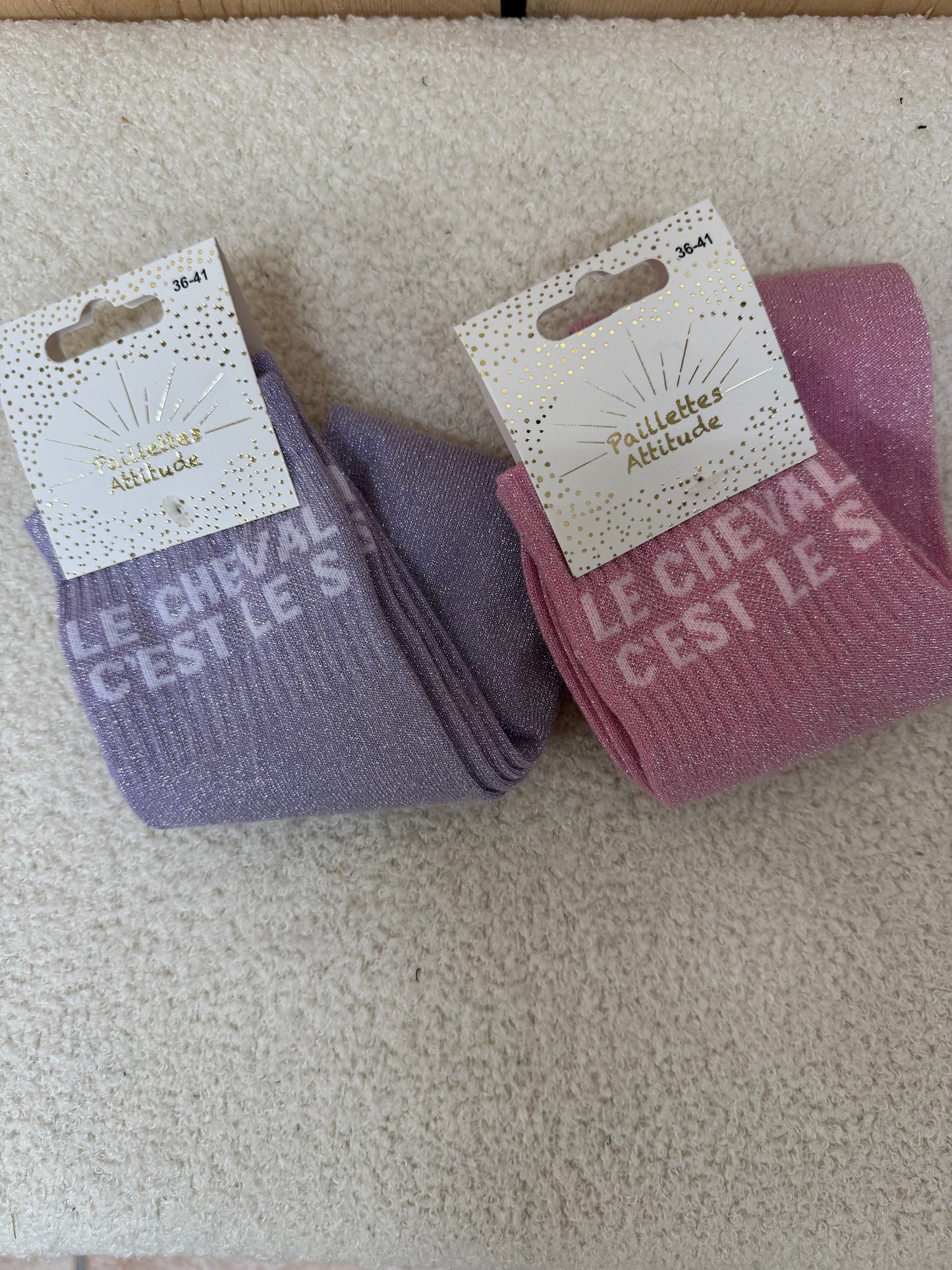 Chaussettes Paillettes "Le cheval c'est le S"
