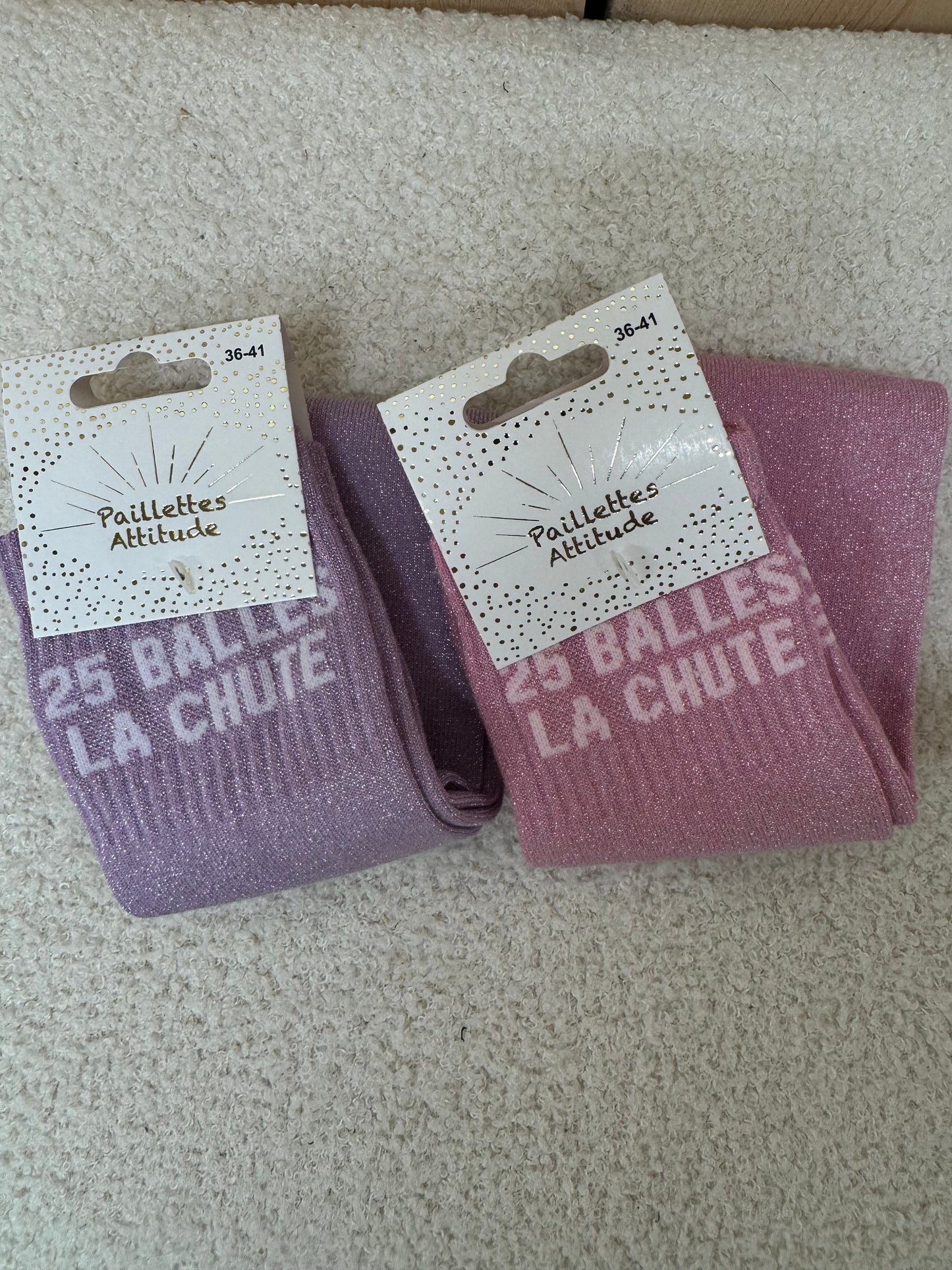 Chaussettes Paillettes "25 balles la chute"