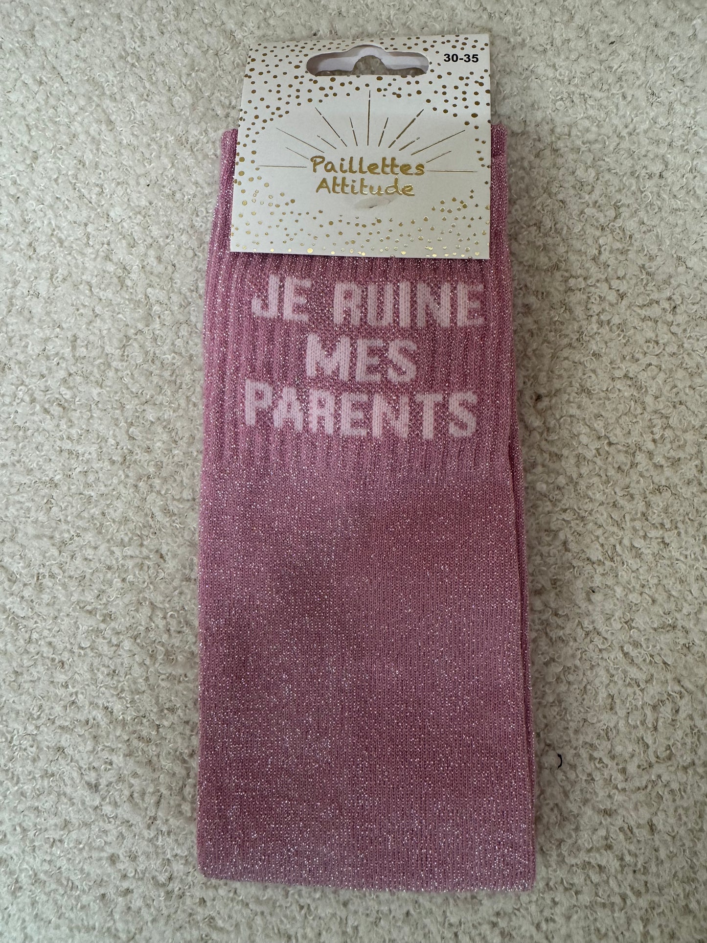 Chaussettes Paillettes " Je ruine mes parents" - Enfant 30/35