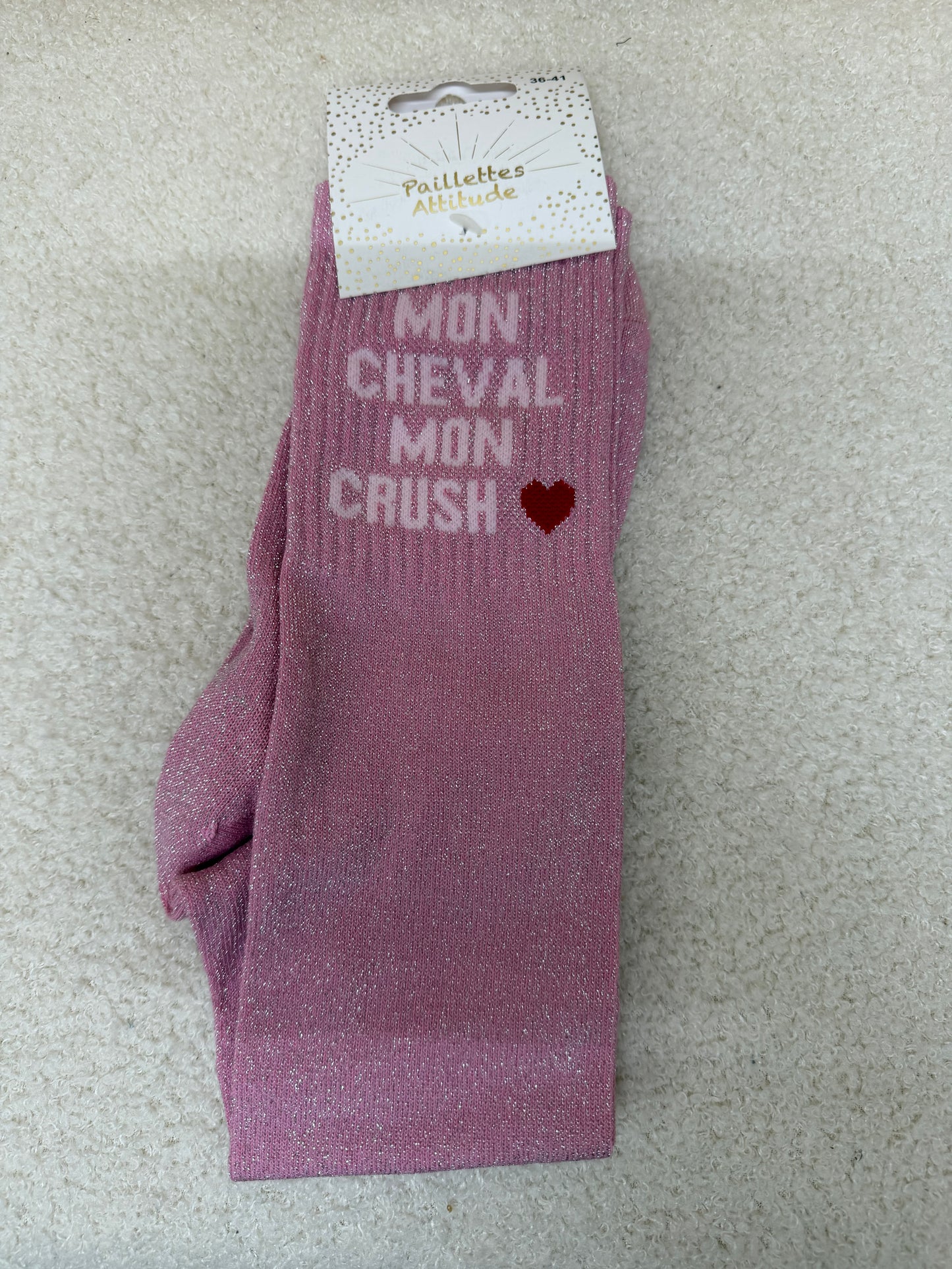 Chaussettes Paillettes "Mon cheval mon crush ❤️"