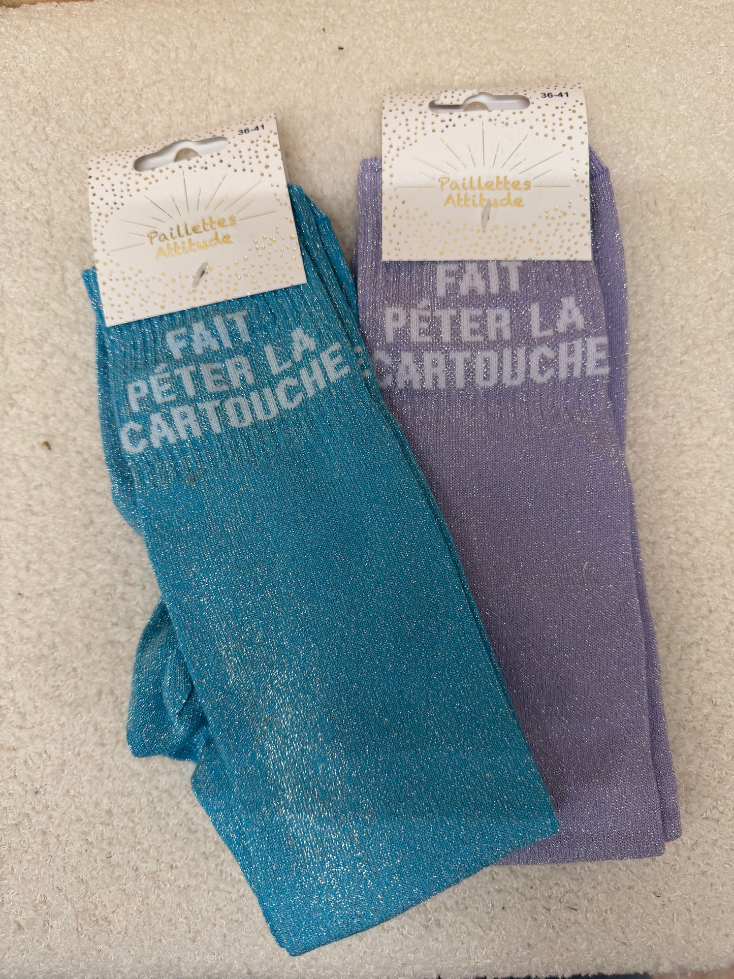 Chaussettes Paillettes "Fait péter la cartouche"