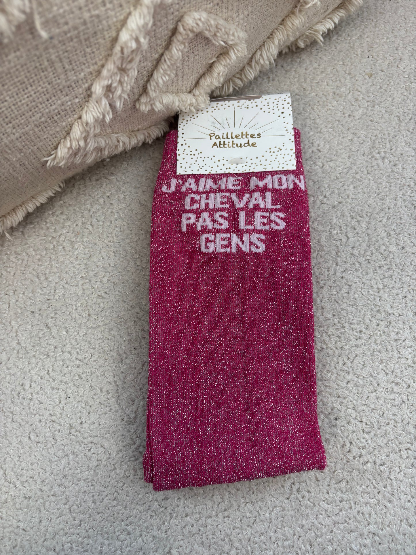 Chaussettes Paillettes "J'aime mon cheval, pas les gens"