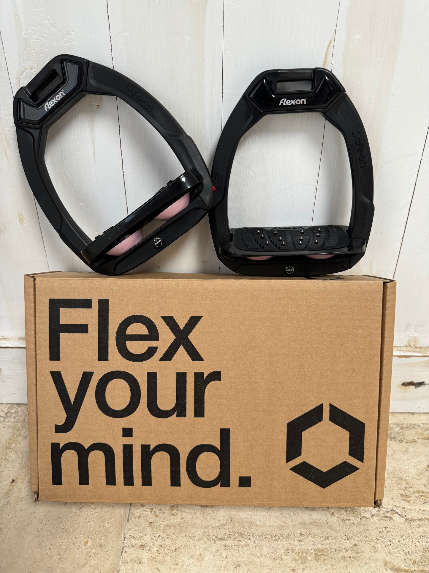 Etriers Flex-on Safe-on Noir/ Rose clair