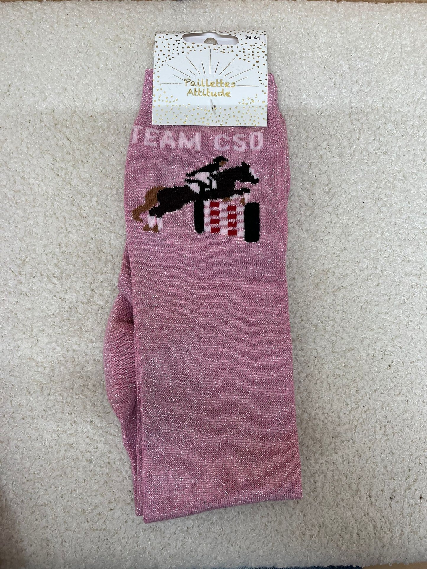 Chaussettes Paillettes "TEAM CSO" +logo 30-35