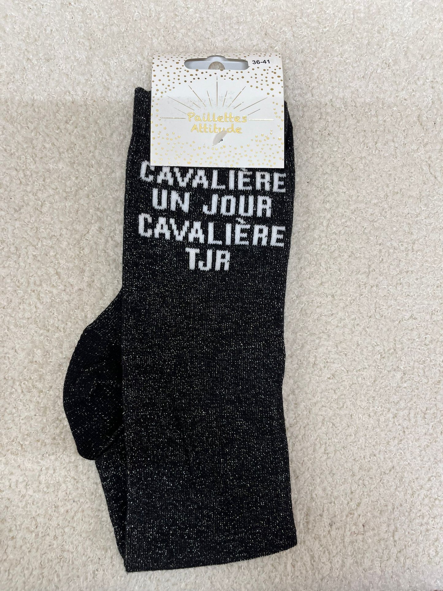 Chaussettes Paillettes "Cavalière un jour, cavalière toujours"