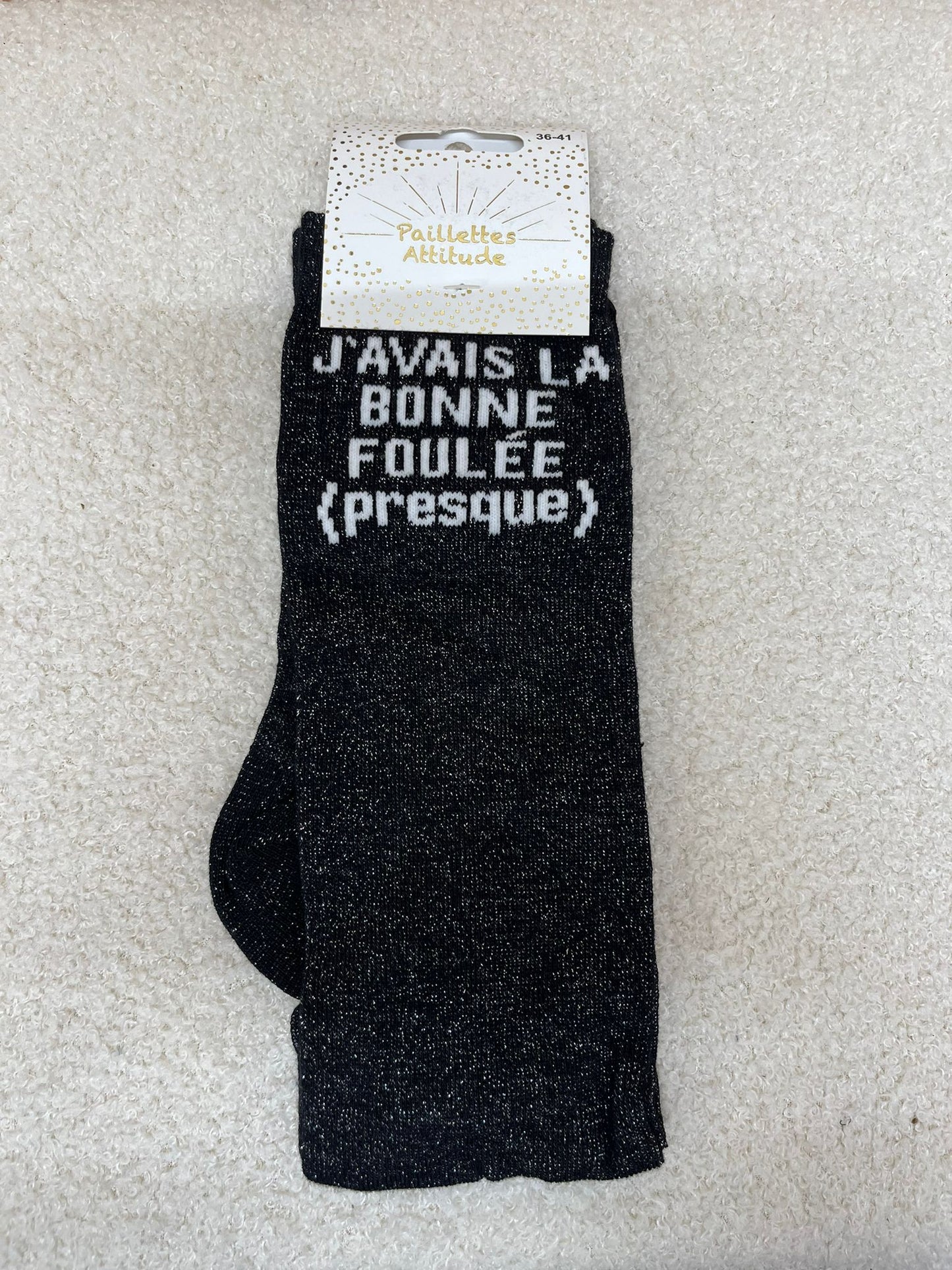 Chaussettes Paillettes "J'avais la bonne foulée (presque)"