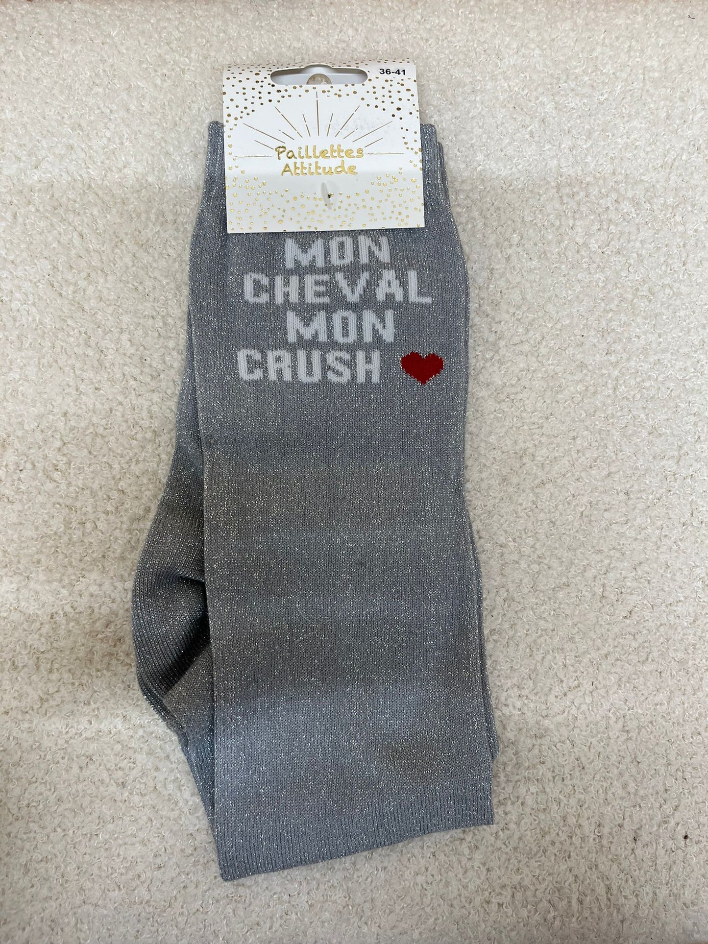 Chaussettes Paillettes "Mon cheval mon crush ❤️"