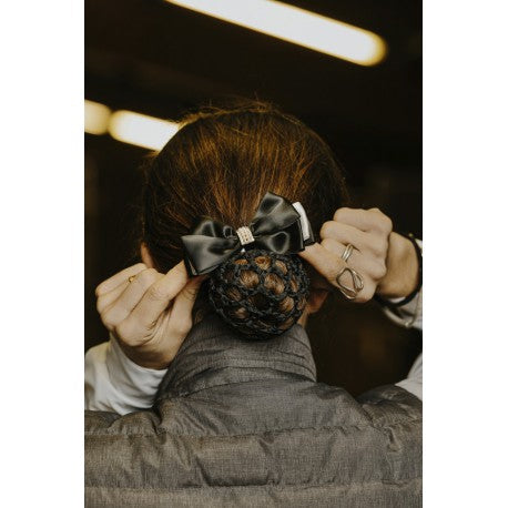 Résille Barette Noir/Blanc et perles