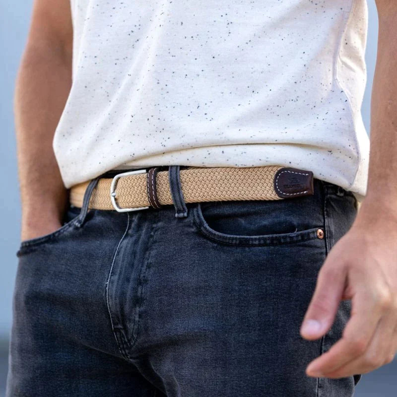 Ceinture tressée élastique BillyBelt - Café Latte