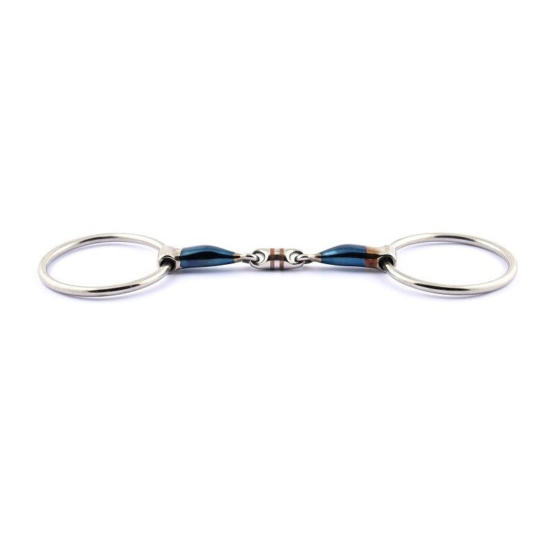 Mors 2 anneaux blue steel double brisure avec insertions de cuivre- Jump'in