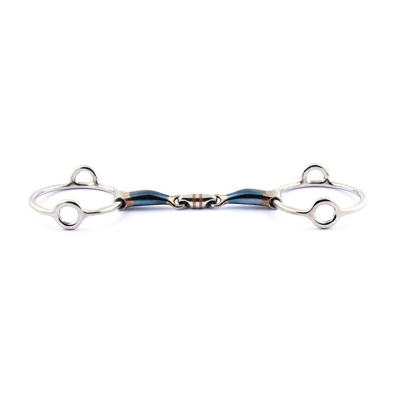 Mors releveur blue steel double brisure avec insertion cuivre - Jump'in