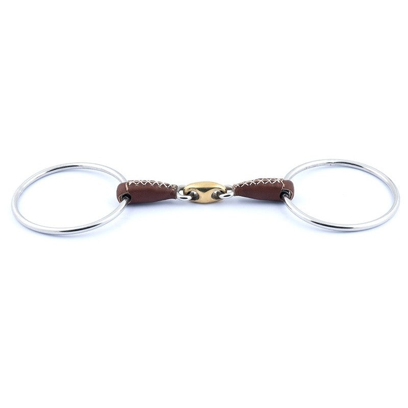 Mors grands anneaux double brisure recouvert de cuir