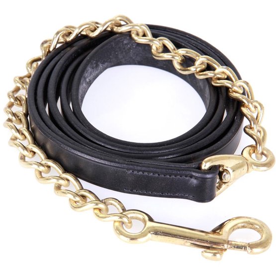 Longe de Présentation Double Chaîne Dorée en Cuir Longe de Présentation Double Chaîne Dorée en Cuir