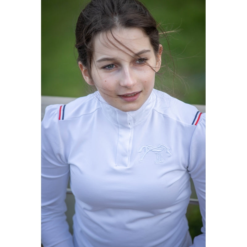 Polo de Concours Bruges Blanc & Galon Tricolore - Enfant