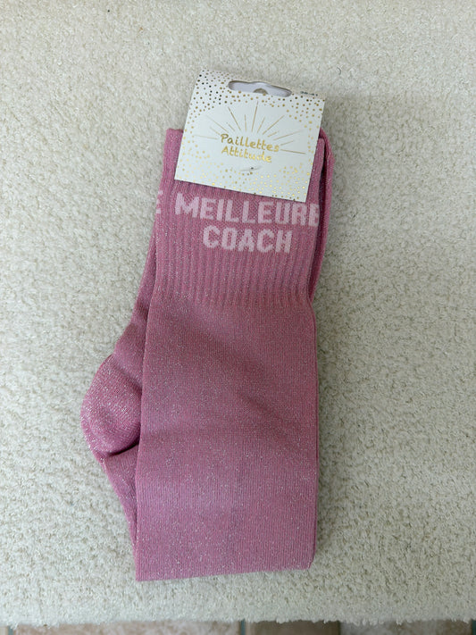 Chaussettes Paillettes "Meilleure coach"