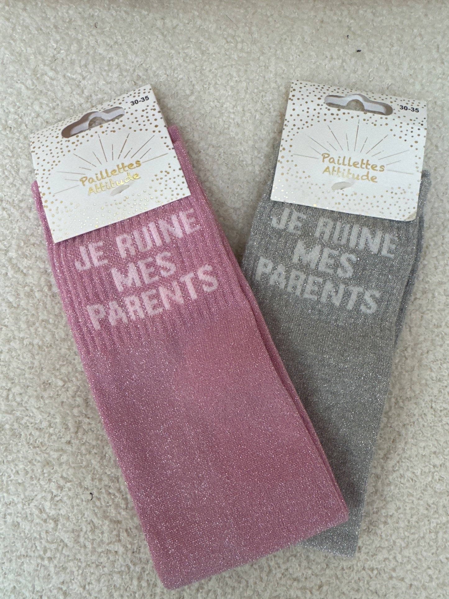 Chaussettes Paillettes " Je ruine mes parents" - Enfant 30/35