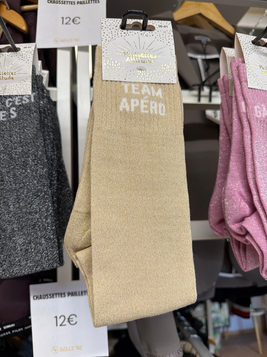 Chaussettes à paillettes « Team apéro »