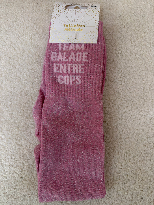 Chaussettes Paillettes "Team balade entre cops "