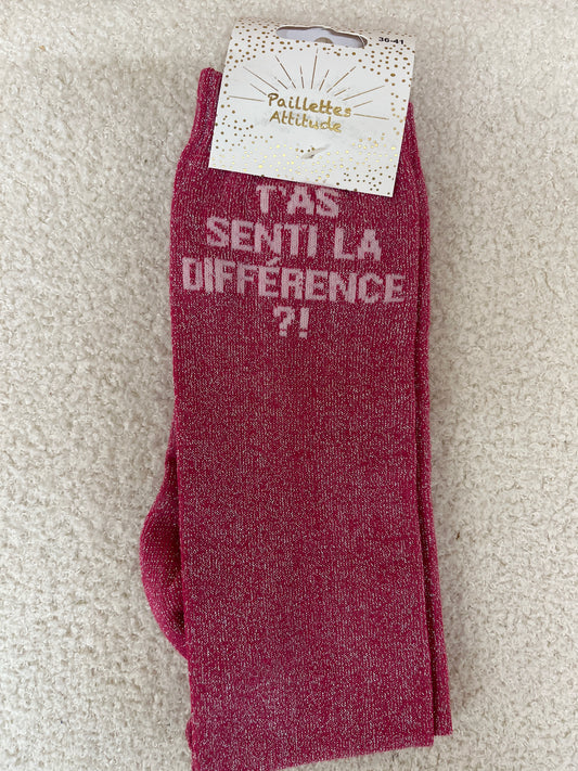 Chaussettes Paillettes "T'as senti la différence ?"