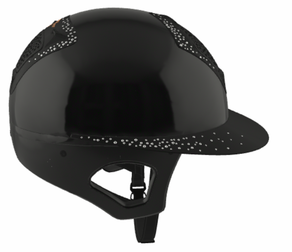 Casque Freejump "Voronoï" -  Noir glossy Grande visière Crystals