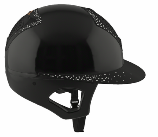 Casque Freejump "Voronoï" -  Noir glossy Grande visière Crystals