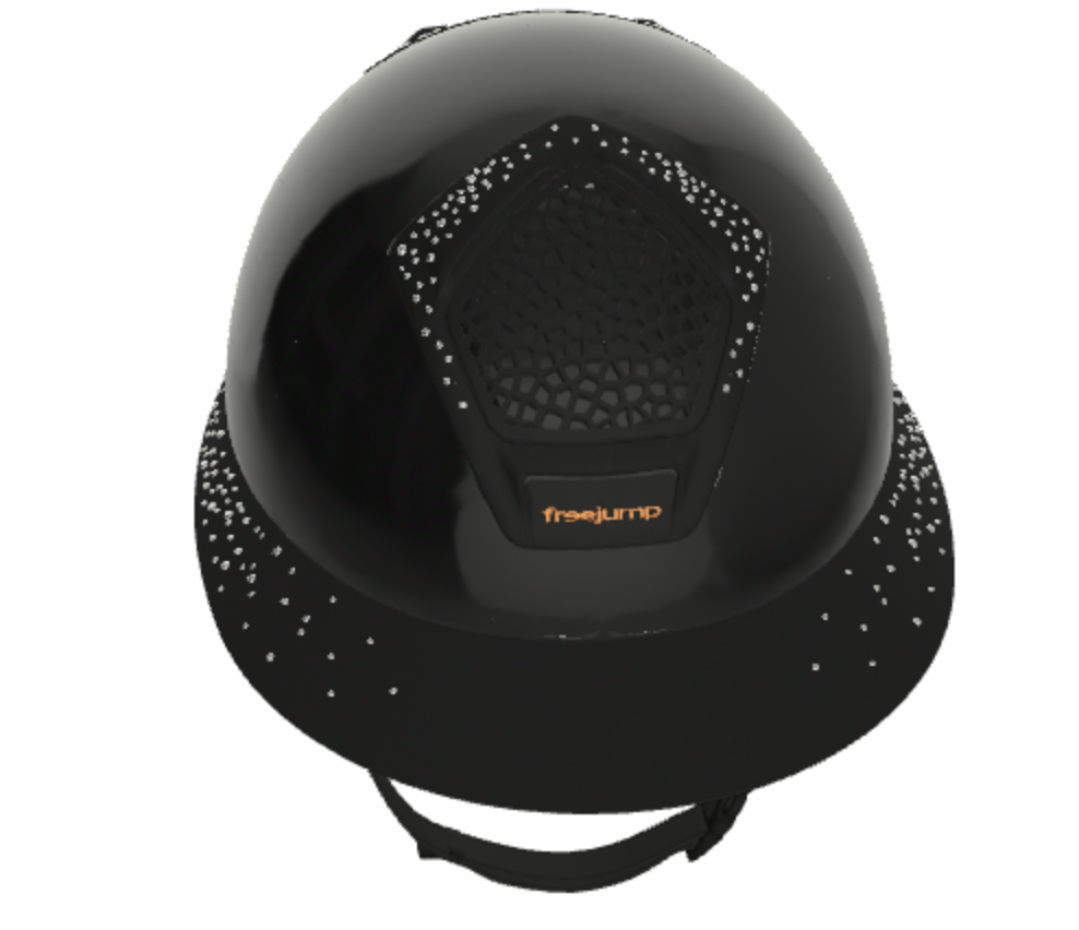 Casque Freejump "Voronoï" -  Noir glossy Grande visière Crystals