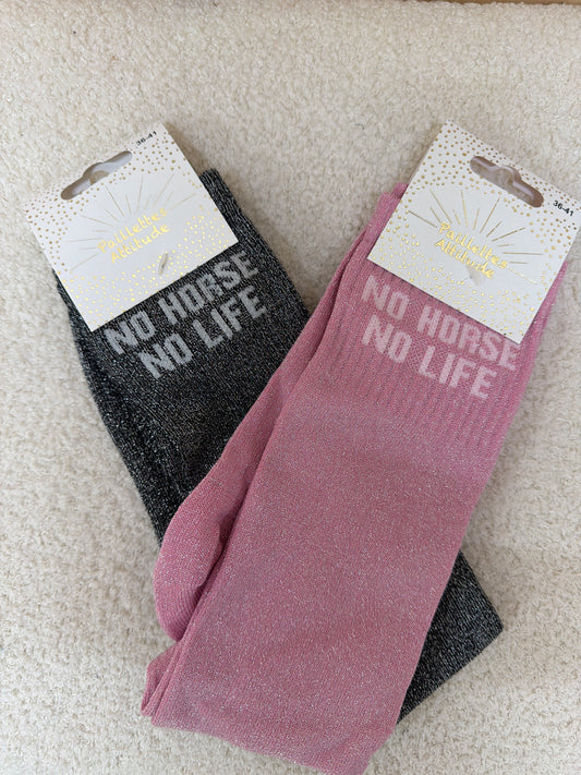 Chaussettes Paillettes "No horse no life"