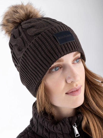 Bonnet en maille avec pompon - Equiline