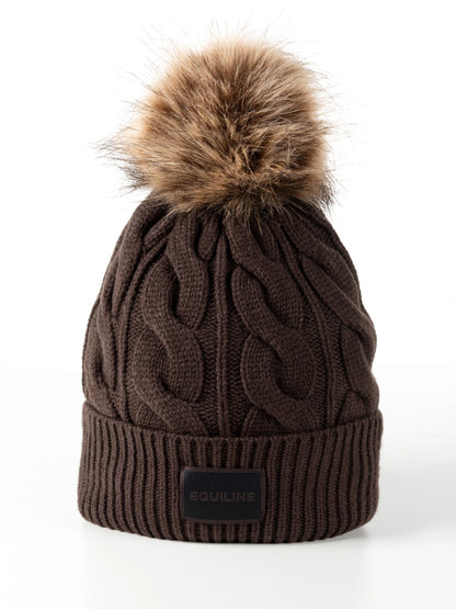 Bonnet en maille avec pompon - Equiline