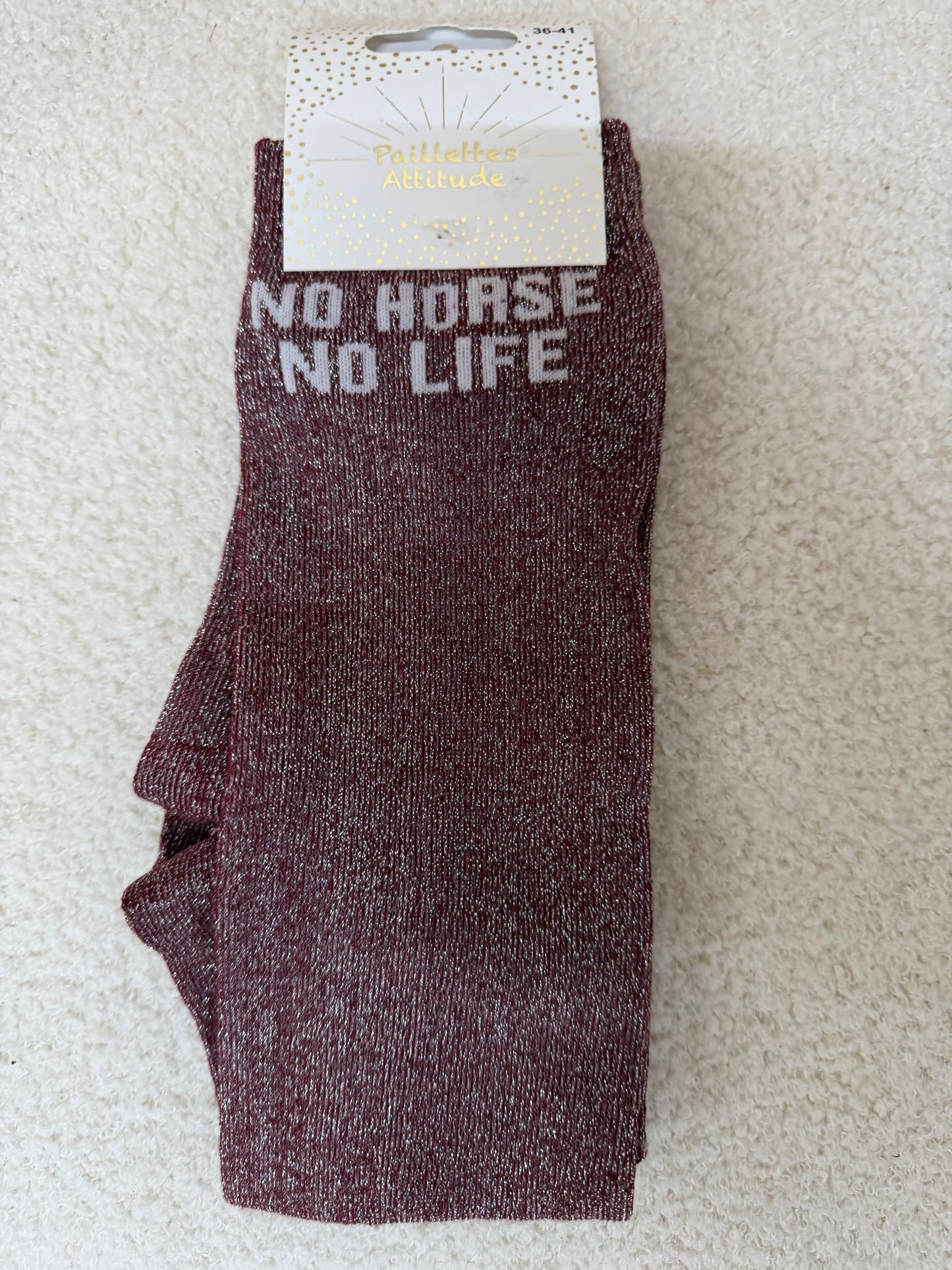 Chaussettes Paillettes "No horse no life"