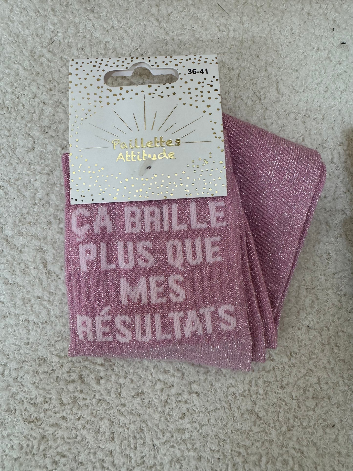 Chaussettes Paillettes "ça brille plus que mes resultats"