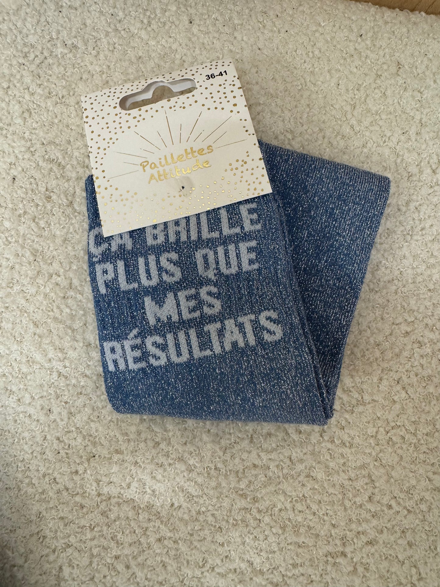 Chaussettes Paillettes "ça brille plus que mes resultats"