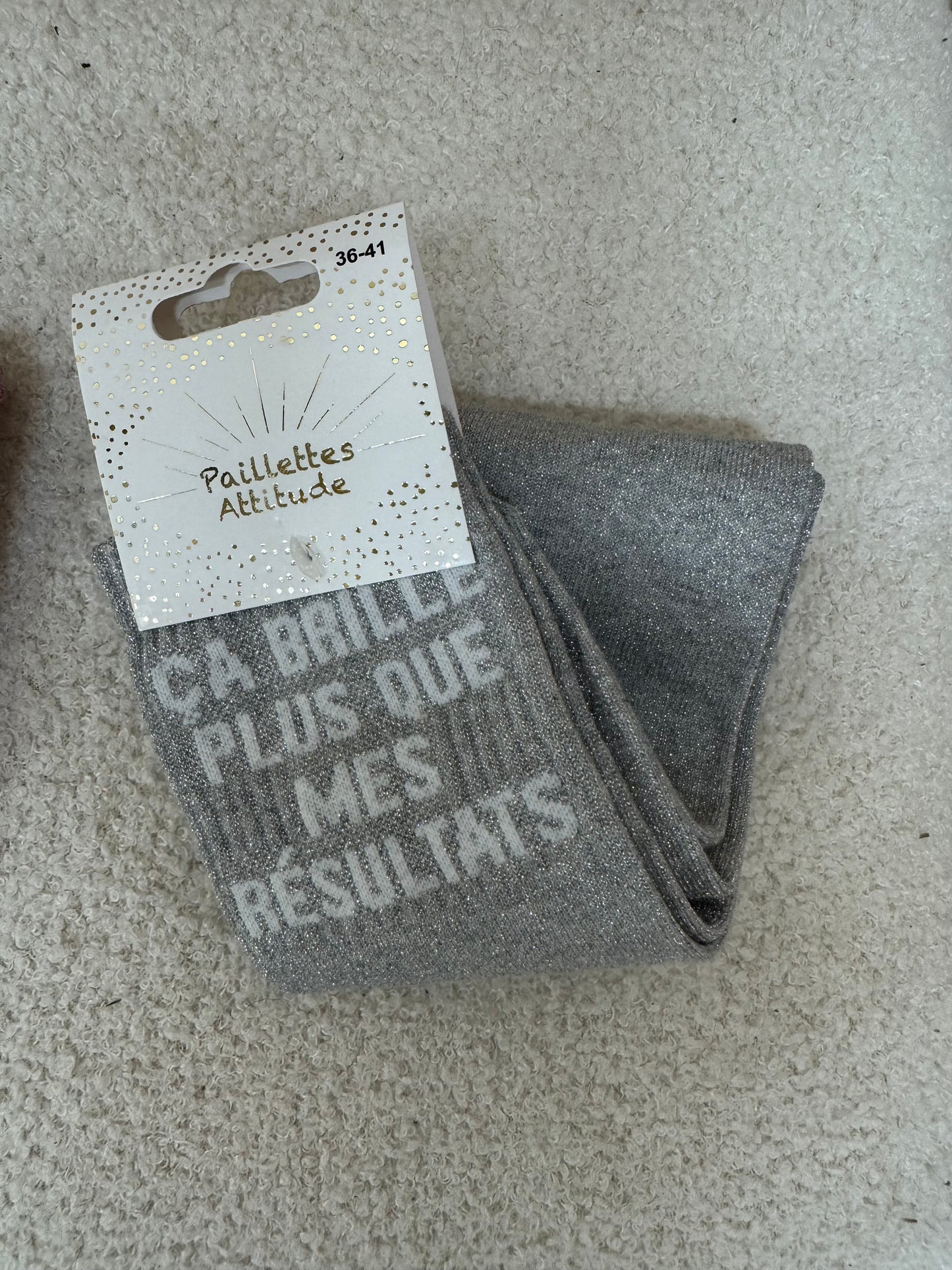 Chaussettes Paillettes "ça brille plus que mes resultats"