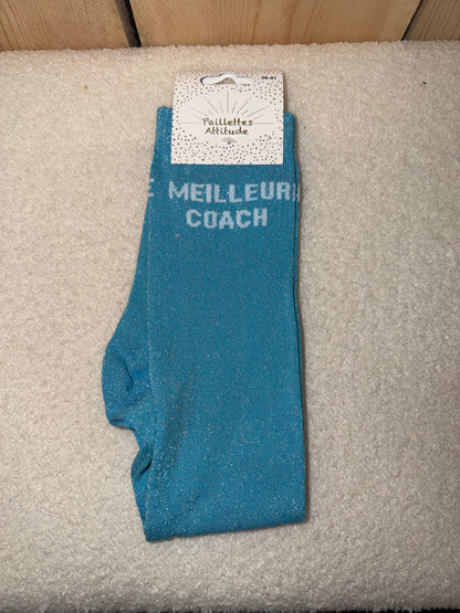 Chaussettes Paillettes "Meilleure coach"