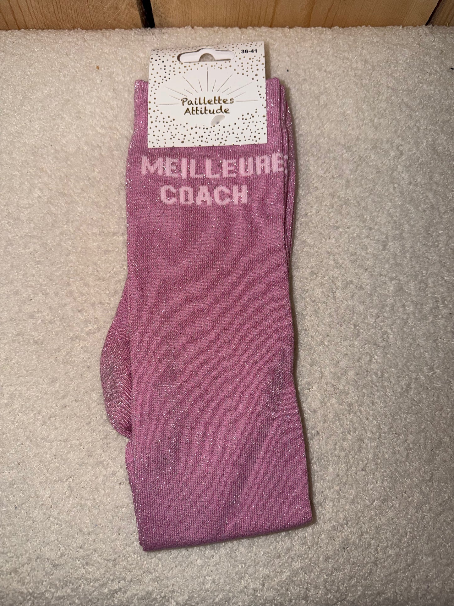Chaussettes Paillettes "Meilleure coach"