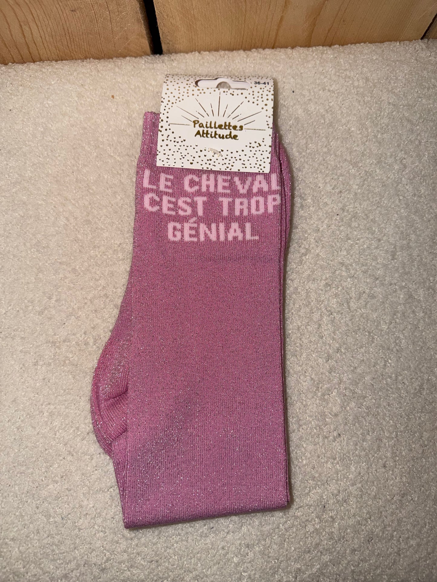 Chaussettes Paillettes "Le cheval c'est trop genial"