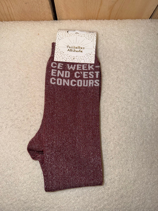 Chaussettes Paillettes "Ce week-end c'est concours"
