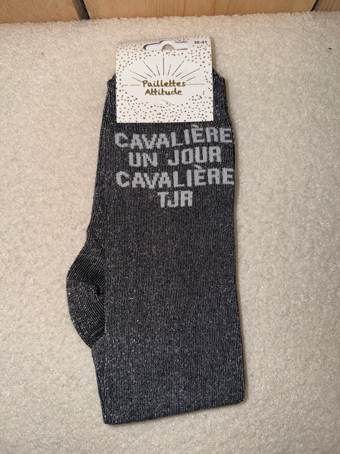 Chaussettes Paillettes "Cavalière un jour, cavalière toujours"