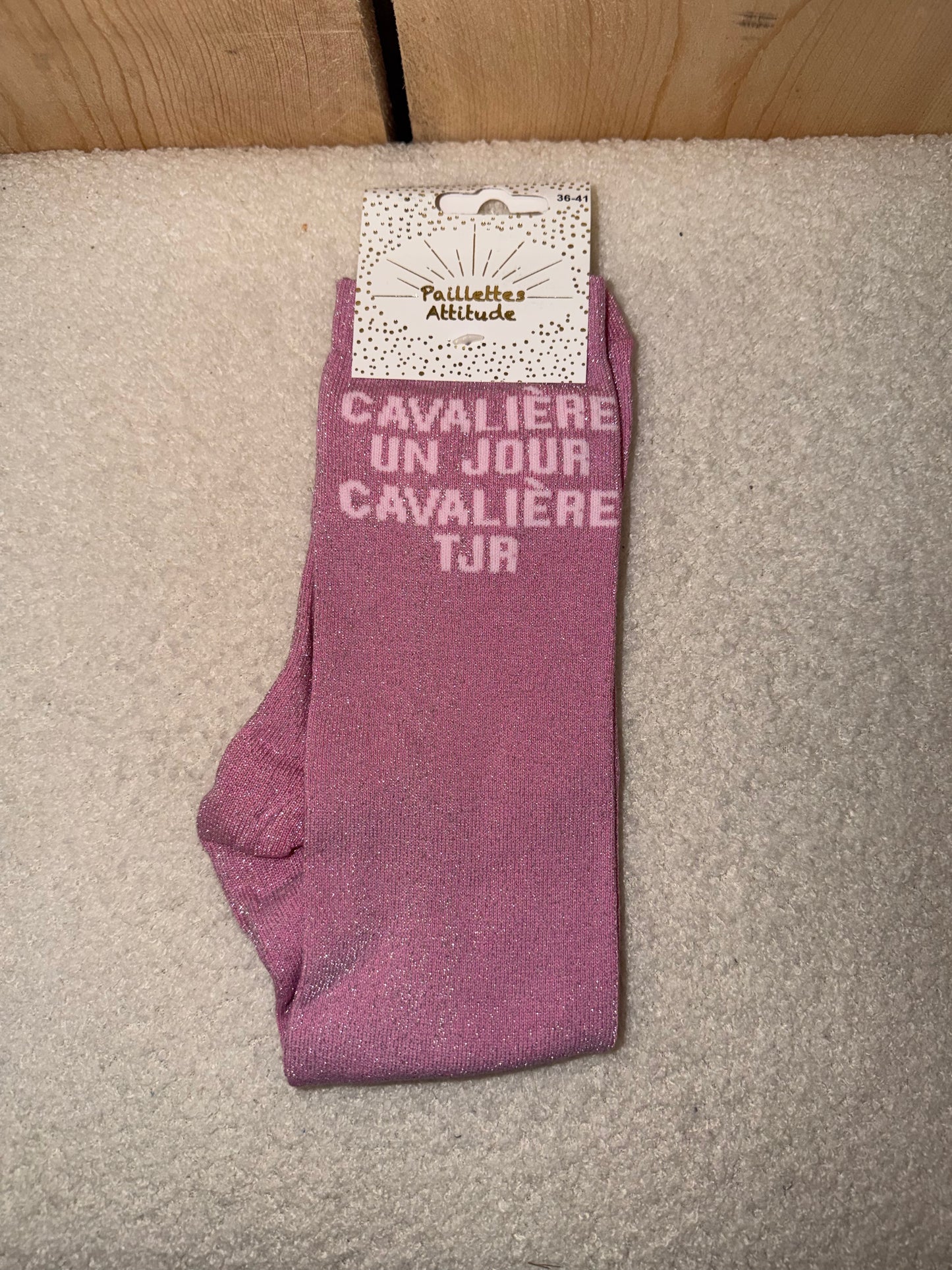 Chaussettes Paillettes "Cavalière un jour, cavalière toujours"