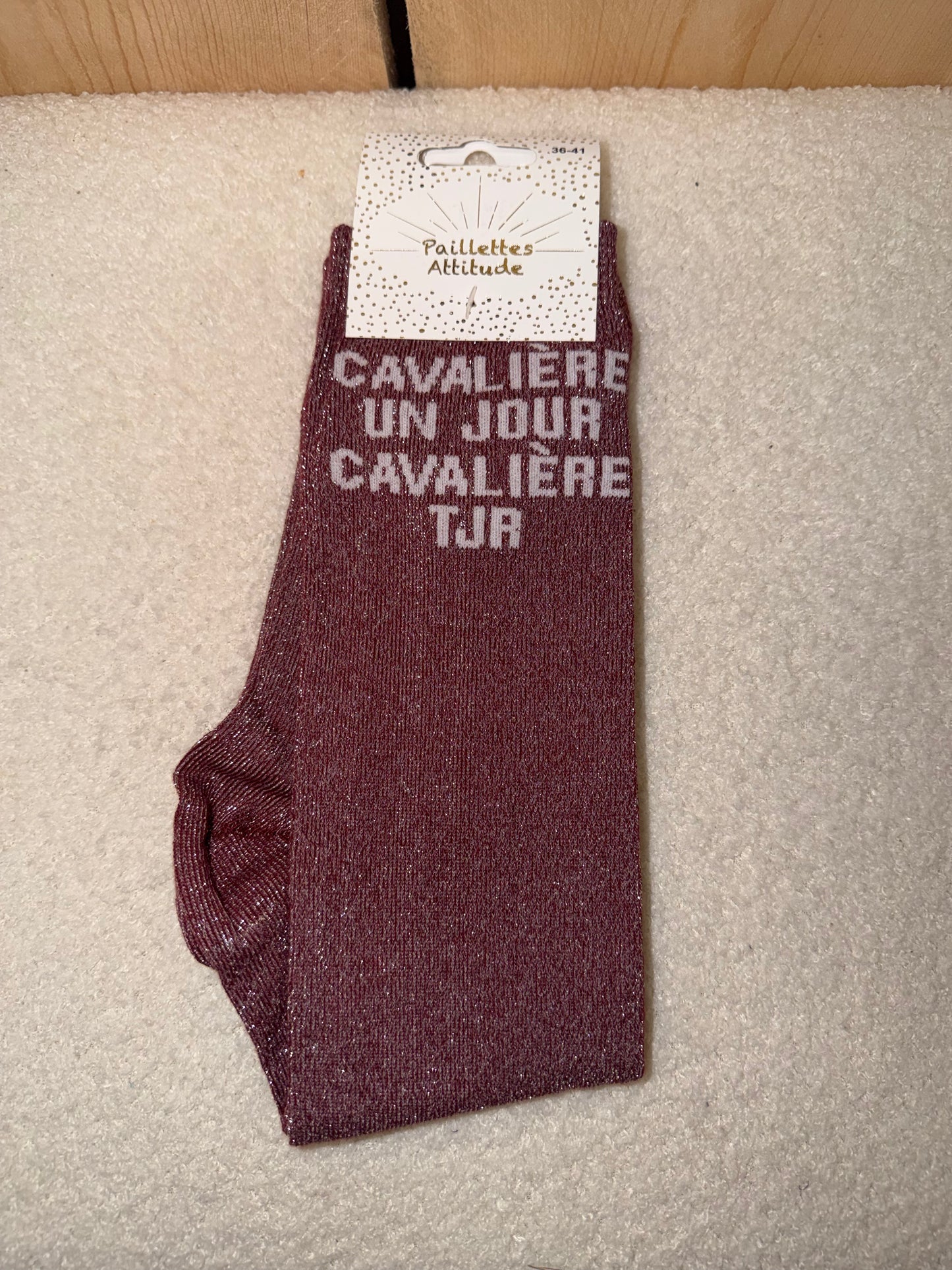 Chaussettes Paillettes "Cavalière un jour, cavalière toujours"