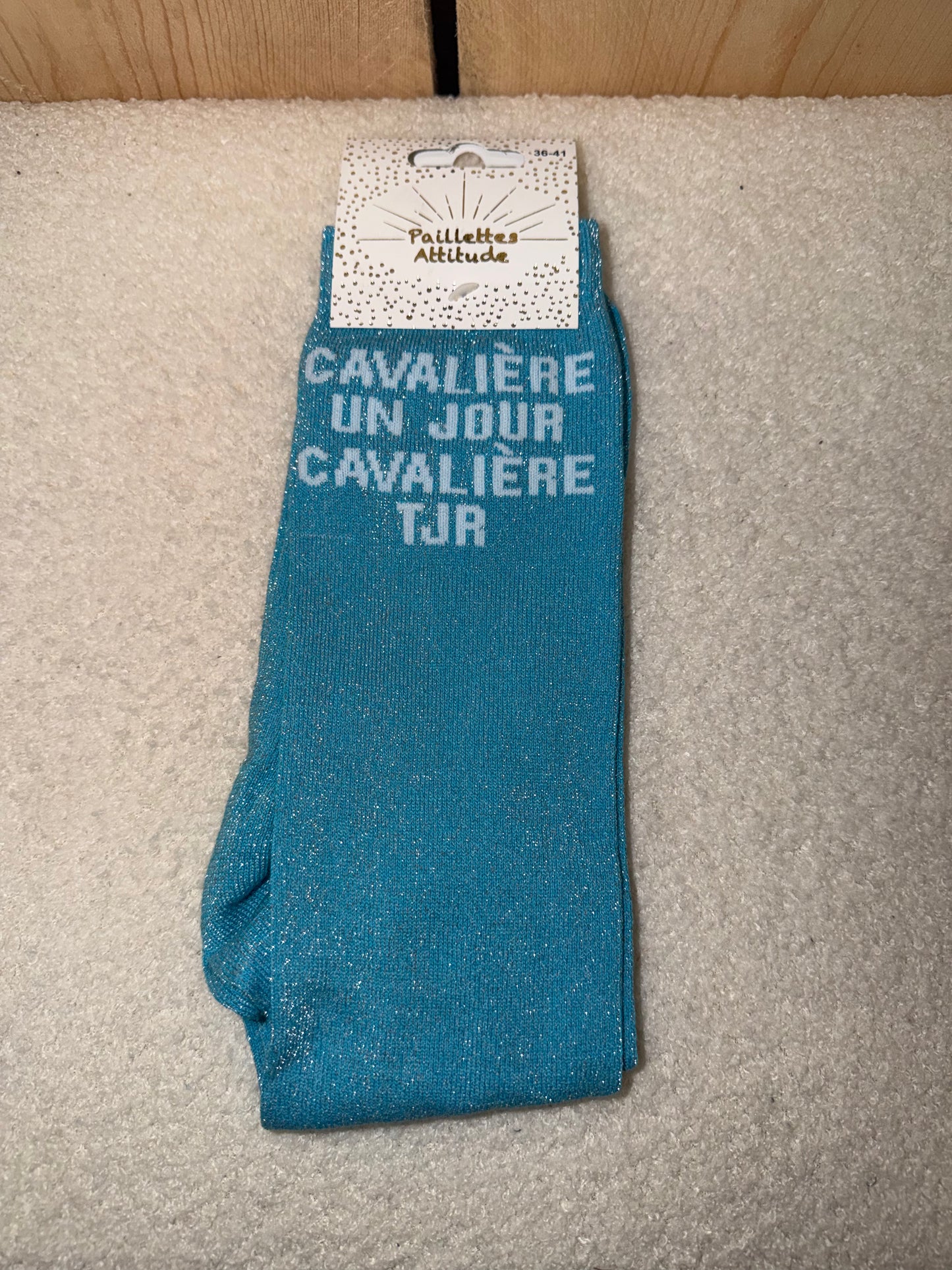 Chaussettes Paillettes "Cavalière un jour, cavalière toujours"