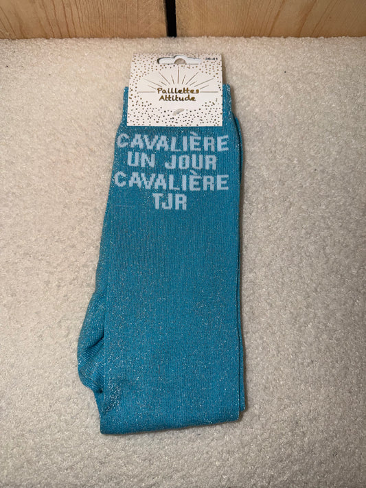 Chaussettes Paillettes "Cavalière un jour, cavalière toujours"