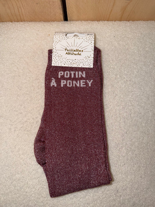 Chaussettes Paillettes "Potin à poney"