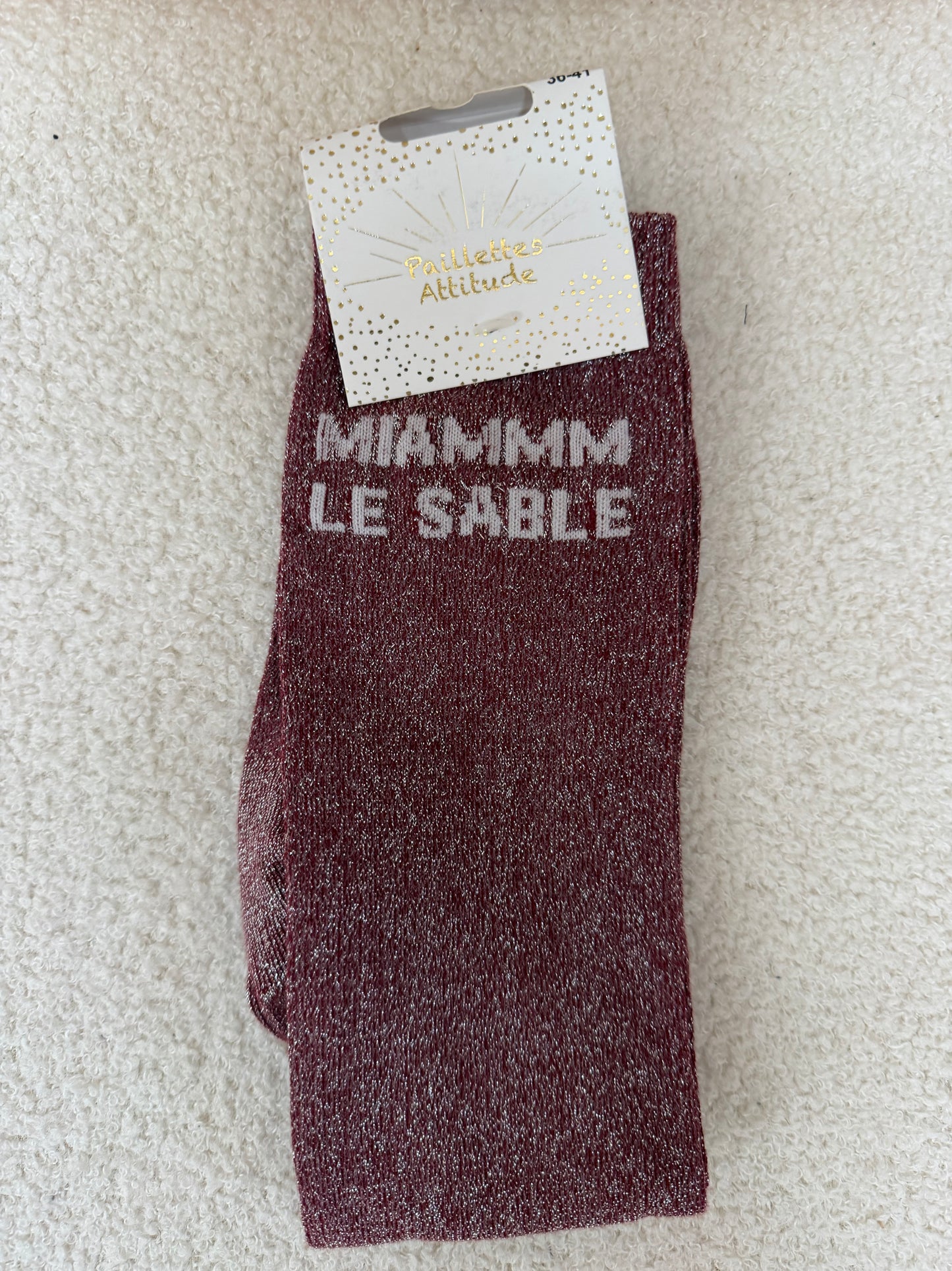 Chaussettes Paillettes "Miammm le sable"