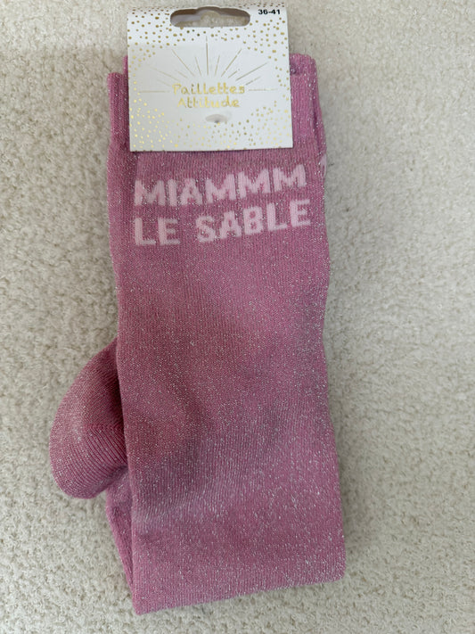 Chaussettes Paillettes "Miammm le sable"